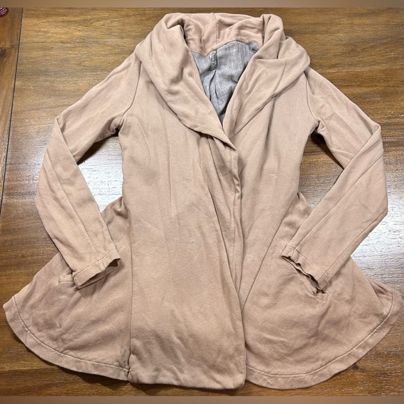 Free People Size M Brown Partially Lined Flared Sweatshirt Cardigan - Picture 1 of 5